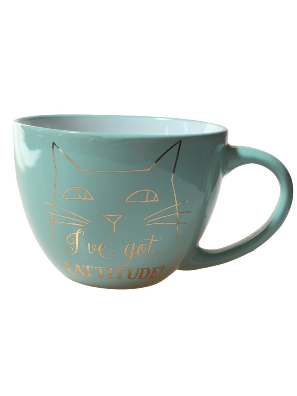 "I've Got Cattitude" Teal Cat Mug - Hand Wash Only - 16 oz
